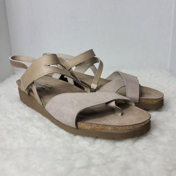 Naot Blaire Women's Size 10 Slingback Beige Suede Wedge Sandals - Picture 1 of 10